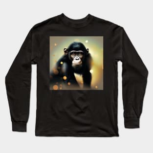 Chimpanzee in a golden, glowing light Long Sleeve T-Shirt